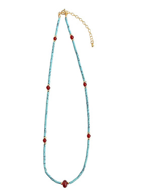 我栖春山国风南红绿松石锁骨链