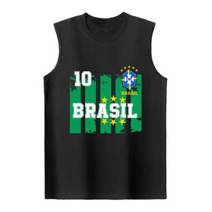 世界足球国家队训练服巴西葡萄牙西班牙法国队无袖T恤衫男士背心