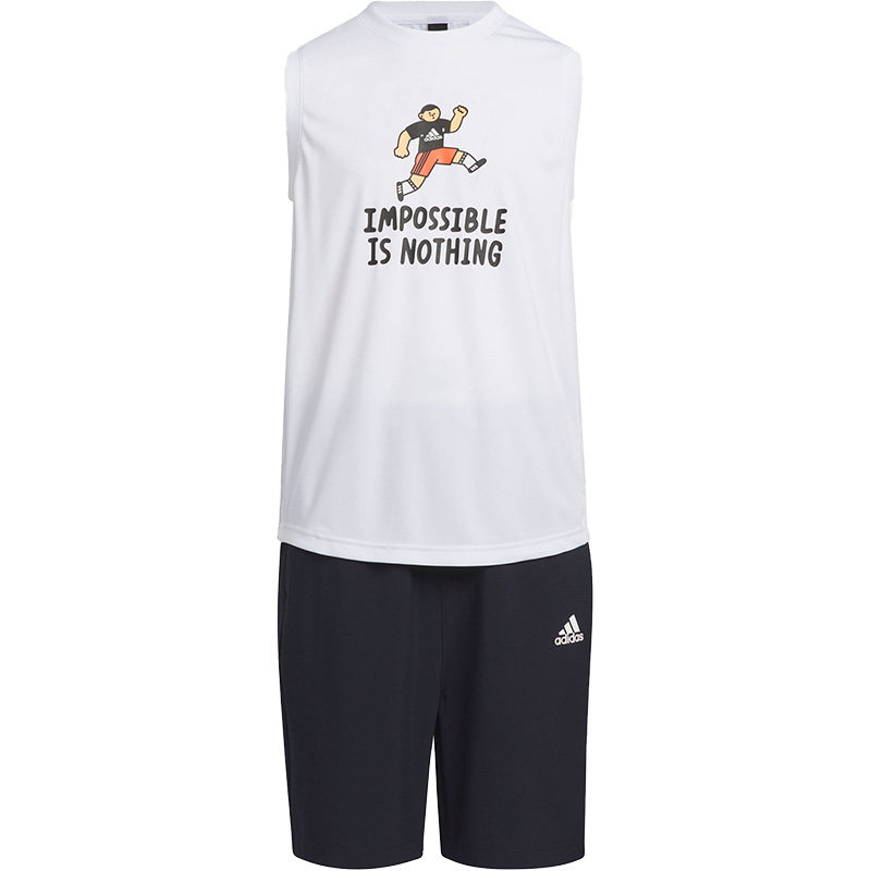 Adidas/阿迪达斯正品SEEBIN TANK大小童运动短袖套装IN3266