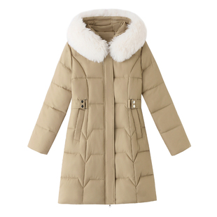 女士宽松保暖羽绒棉服冬季2025年新款韩版收腰显瘦中长款外套加厚