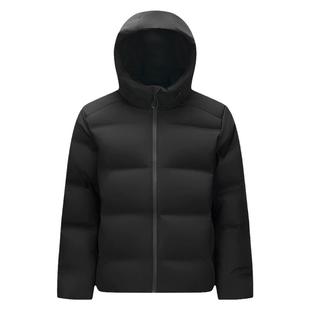 森马羽绒服男2025冬装黑色简约无缝压胶连帽外套防泼水上衣轻薄款