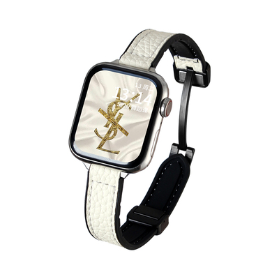 适用小米9pro表带荔枝纹硅胶磁吸