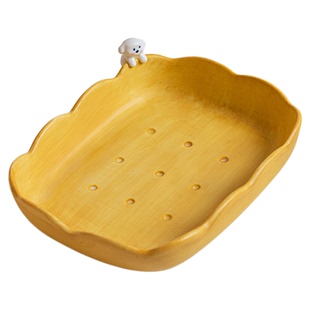 泽滕家儿童奶油风吐司甜品点心蛋糕菜盘零食水果沙拉卡通碟长盘子