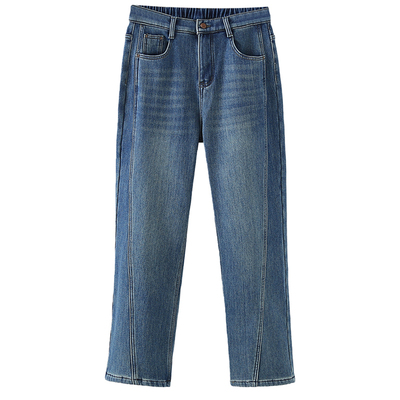 窄版弯刀裤女大码加绒加厚牛仔裤