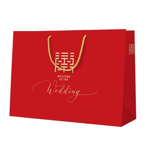 喜字高档礼品袋红色喜庆手提袋双喜临门结婚用品包装袋子订婚喜事