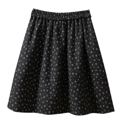 超好看！小碎花毛呢花苞裙半身裙