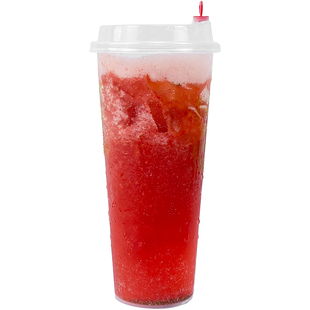一次性90口径透明奶茶杯带盖商用500ml700ml塑料食品级磨砂杯果汁