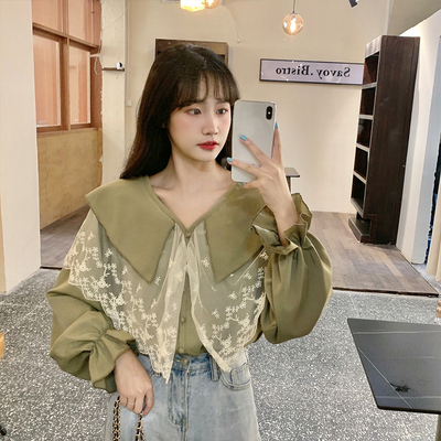 taobao agent Autumn sexy lace jacket, plus size, western style, long sleeve, V-neckline