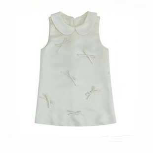 女童连衣裙秋冬高级感宝宝生日周岁礼服儿童白色气质蝴蝶结公主裙