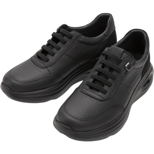 【商场同款】暇步士免系带休闲男鞋春秋新款牛皮黑武士运动商务鞋