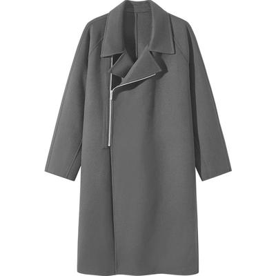 GXG男装 黑色拉链门襟时尚通勤长款羊毛大衣外套 24年冬季品