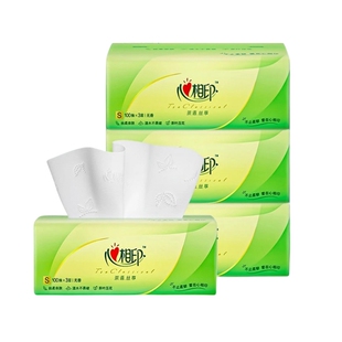 【U先】心相印抽纸茶语丝享S码100抽3包加厚大包纸巾面巾纸纸抽