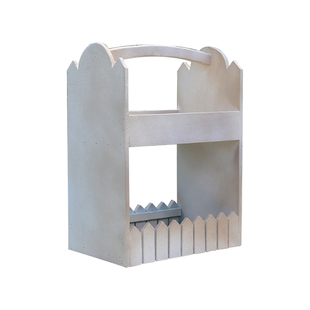 岛拉木质花架层架收纳架园艺工具盒木质把手花盒木盒手拎置物架子