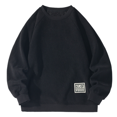 复古日系灯芯绒加绒圆领卫衣