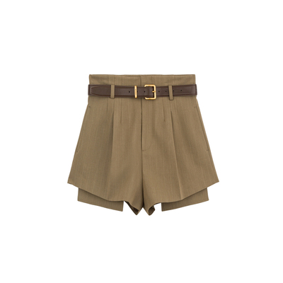 AVVENN超高腰自带腰带短裤