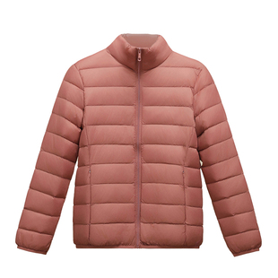 拉夏贝尔轻薄立领羽绒服女2025年新款轻便薄款保暖时尚短款外套