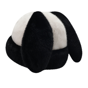 可爱兔耳朵毛绒套头帽子女冬季保暖防寒护耳皮毛一体包头帽显脸小