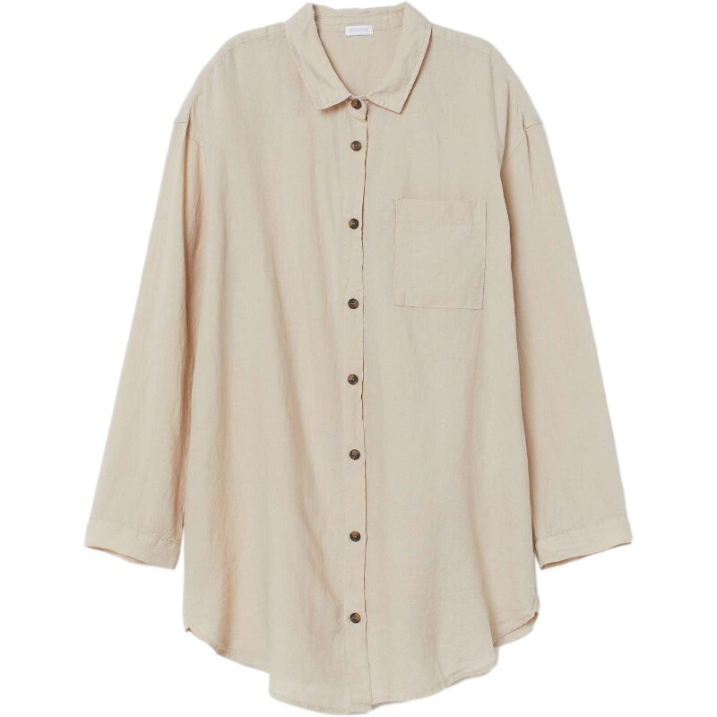 hm女士家居服秋季新品烟灰亚麻