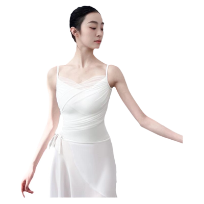 vonsu梵舒芭蕾舞网纱压褶练功服