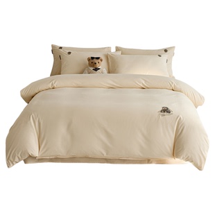 TeenieWeenie轻奢秋冬纯色磨毛全棉四件套纯棉床单被套床笠三件套