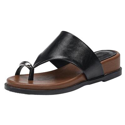 伊伴法式套趾方头厚底人字拖外穿