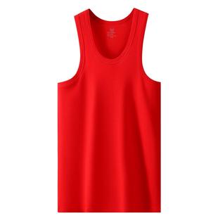 猫人本命年男士背心纯棉大红色马年内衣内裤套装全棉无袖汗衫男款