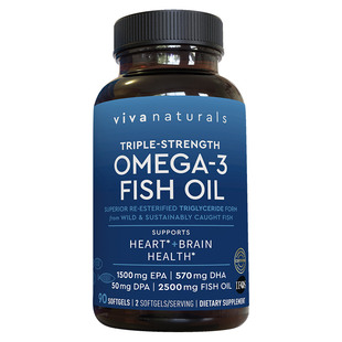 Viva鱼油美国进口高含量omega3欧米茄3脂肪酸软胶囊深海鱼油90粒