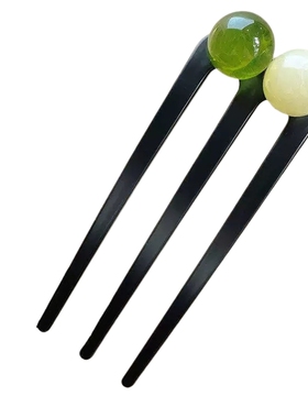 三齿珠珠发簪新中式盘发日常