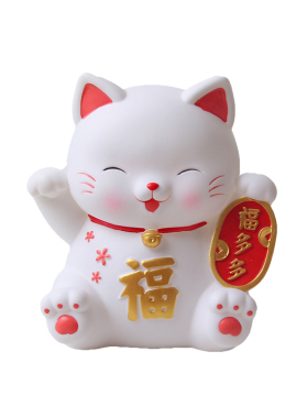 白色可爱招财猫可存可取存钱罐摆件大号只进不出桌面储蓄罐大摆件