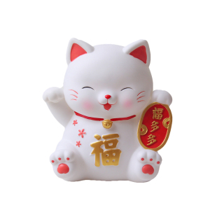 白色可爱招财猫可存可取存钱罐摆件大号只进不出桌面储蓄罐大摆件