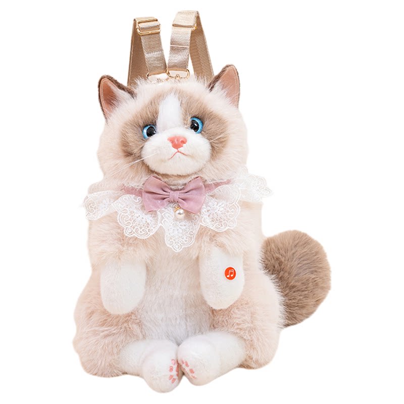 仿真布偶猫双肩背包小猫咪玩偶公仔毛绒玩具包送女孩儿童生日礼物