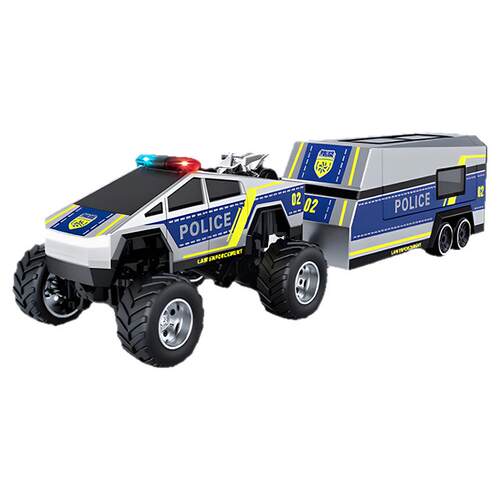 合金迷你特警特斯拉拖箱遥控汽车赛车遥控越野车儿童玩具男孩礼物