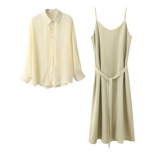 孕妇装春夏2026新款孕妇连衣裙缎面吊带裙子夏季背心长裙夏装套装