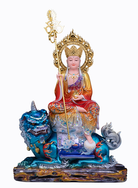 汉白玉坐谛听地藏王菩萨供奉佛像