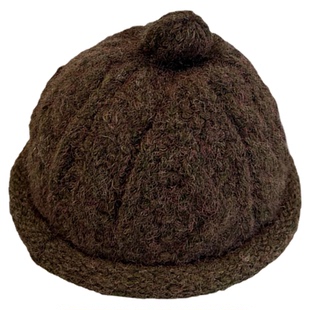 韩版麻花针织毛线瓜皮帽女秋冬雅痞圆顶奶嘴复古日系帽子男地主帽