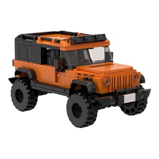 吉普牧马人越野车模型moc积木汽车高砖10格坐2人仔拼装玩具儿童男