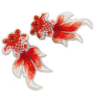 仿真大红色锦鲤刺绣古风中国风金鱼可爱儿童发夹鸭嘴夹侧边发饰女