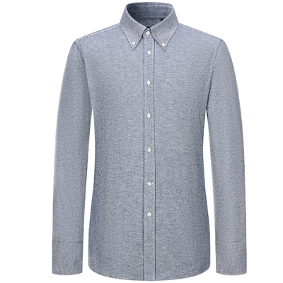 柏品纯棉长袖浅色条纹衬衫