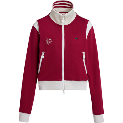 Adidas/阿迪达斯正品三叶草女士休闲复古针织立领运动外套KG8221