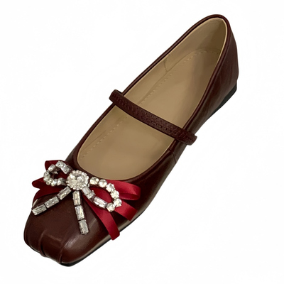 百搭软底方头一字扣气质平底鞋