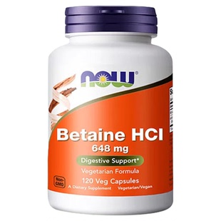 NOWFoods盐酸甜菜碱胃蛋白酶胶囊调理肠胃动力养胃助力消化胃胀气