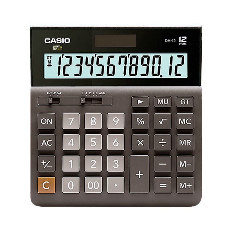 CASIO卡西欧DH-12计算器 超宽机身 太阳能双电源 商铺办公大号无语音计算器