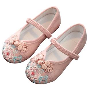 国风汉服鞋子女童民族鞋2025新款古装儿童绣花鞋布鞋古风女宝夏季