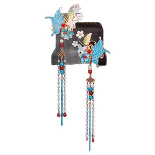 古风汉服宫廷造型气质烧蓝发冠发钗百搭国风古典旗袍造型发夹配饰