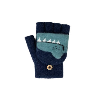 儿童上学专用手套秋冬季小学生写作业防冻手针织翻盖半指男童女童