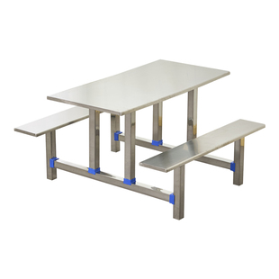 学校工厂员工餐厅饭堂快餐桌椅不锈钢挂凳食堂餐桌椅4人6人8人