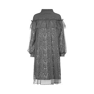 sdeer圣迪奥冬装女装半高领网纱抽褶印花连衣裙S244Z12A4