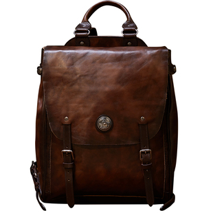 HANMIIS高级感小众头层牛皮双肩包旅行包女大容量背包全真皮书包