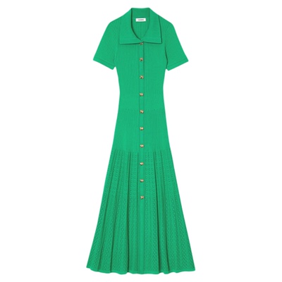 SANDRO多巴胺绿色长款针织连衣裙