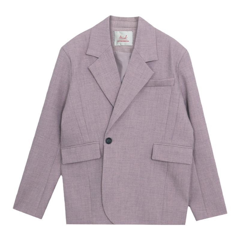 觅定紫色西装外套女2024年春季新款小个子休闲西服高级感炸街上衣